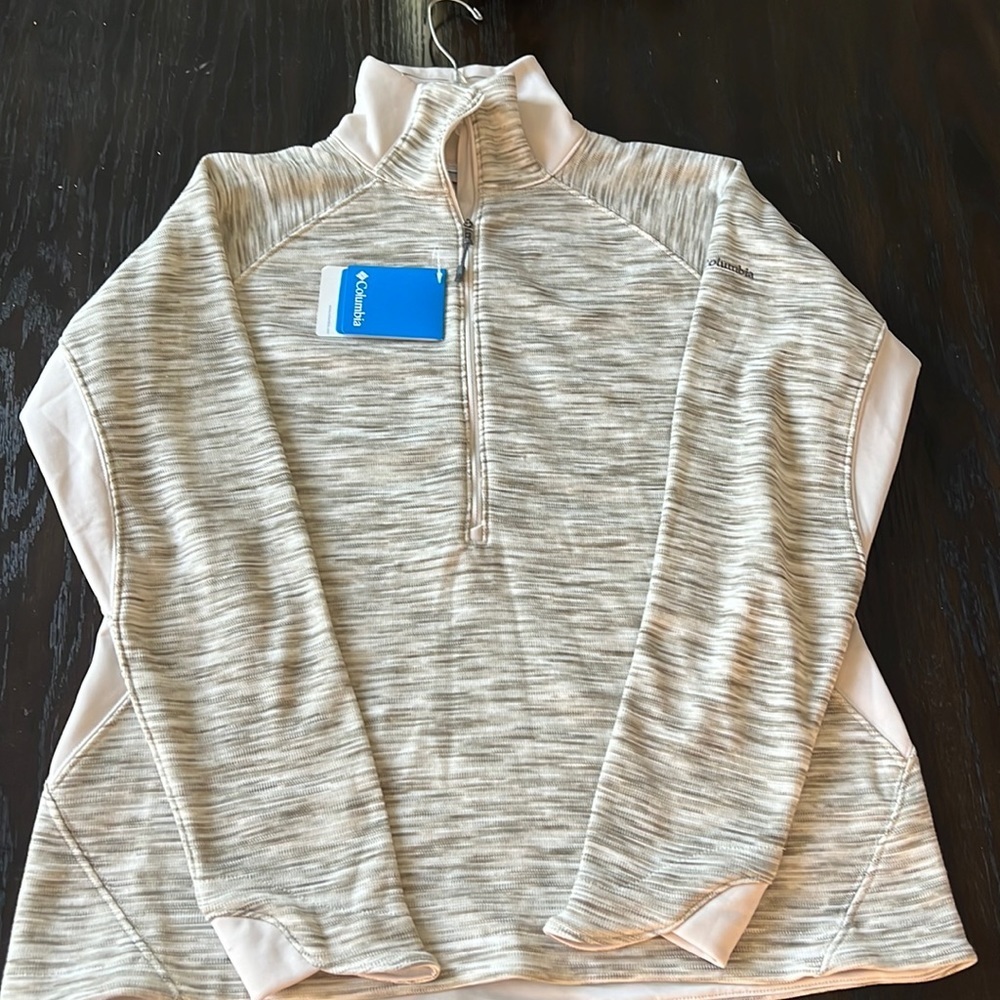Womens Columbia half zip cream tan and brown